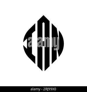 IAN circle letter logo design with circle and ellipse shape. IAN ellipse letters with typographic style. The three initials form a circle logo. IAN Ci Stock Vector