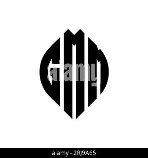 GMM circle letter logo design with circle and ellipse shape. GMM ellipse letters with typographic style. The three initials form a circle logo. GMM Ci Stock Vector