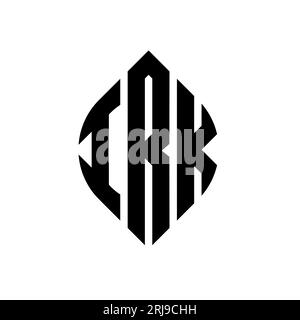 IRK circle letter logo design with circle and ellipse shape. IRK ellipse letters with typographic style. The three initials form a circle logo. IRK Ci Stock Vector