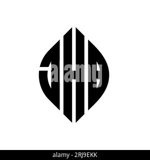 JHB circle letter logo design with circle and ellipse shape. JHB ellipse letters with typographic style. The three initials form a circle logo. JHB Ci Stock Vector
