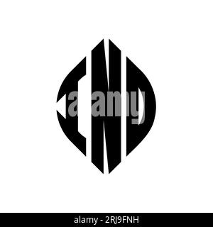 IND circle letter logo design with circle and ellipse shape. IND ellipse letters with typographic style. The three initials form a circle logo. IND Ci Stock Vector