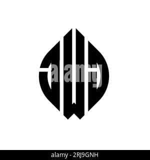 JWJ circle letter logo design with circle and ellipse shape. JWJ ellipse letters with typographic style. The three initials form a circle logo. JWJ Ci Stock Vector