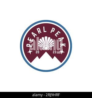 Mountain Peak Emblem And Pearl Shells For Seafood Restaurant Logos Located In The Mountains Stock Vector