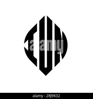 IUN circle letter logo design with circle and ellipse shape. IUN ellipse letters with typographic style. The three initials form a circle logo. IUN Ci Stock Vector