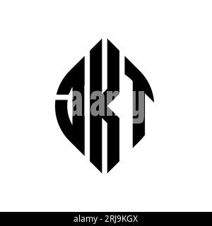 JKT circle letter logo design with circle and ellipse shape. JKT ellipse letters with typographic style. The three initials form a circle logo. JKT Ci Stock Vector