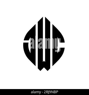 JWC circle letter logo design with circle and ellipse shape. JWC ellipse letters with typographic style. The three initials form a circle logo. JWC Ci Stock Vector