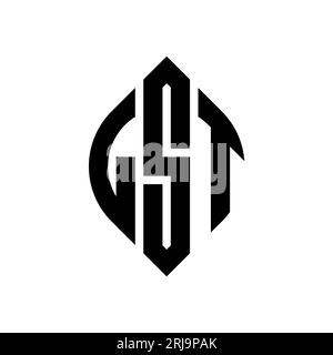 LST circle letter logo design with circle and ellipse shape. LST ellipse letters with typographic style. The three initials form a circle logo. LST Ci Stock Vector