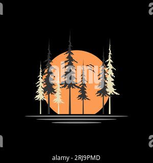 Forest Symbol With Full Moon vector Design Stock Vector