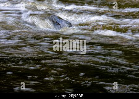 Intentional camera movement (ICM) creating a dreamy, blurred effect of floating water of a little creek Stock Photo