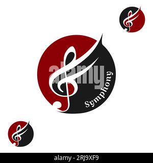 Clef Key Musical Notes With Wings For Music Class Logo Or Symphony Band Stock Vector