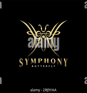 clef butterfly symphony music logo Stock Vector