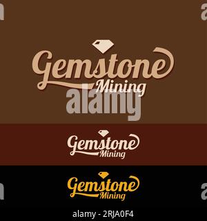 Gemstone Lettering Logo With Diamond Icon Design Inspiration Stock Vector
