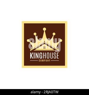 Crown and House for Real Estate Business logo or Label design inspiration Stock Vector