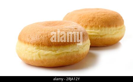 freshly baked jelly donuts isolated on white background Stock Photo