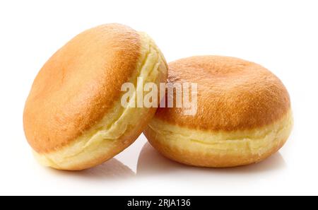 freshly baked jelly donuts isolated on white background Stock Photo
