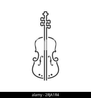 Line Art Violin Viola Fiddle Cello bass Clef logo design inspiration Stock Vector