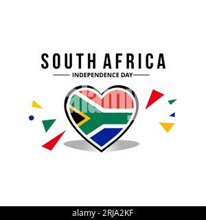 south africa flag, with original color in heart ornament Stock Vector