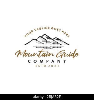 Mountains Stripes Logo Adventure Ourdoor Company Design Inspiration Stock Vector