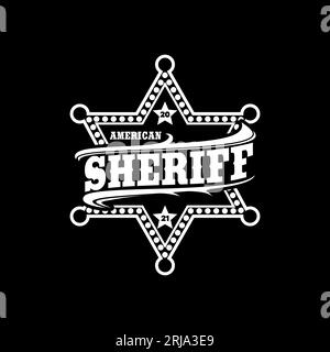 Sheriff Star Ranger Badge Emblem Typography logo design Stock Vector