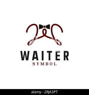 Letter W And Bow Tie For Waiter Symbol Logo Design Inspiration Stock Vector