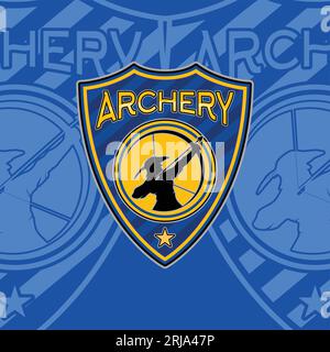 Archery Sports Badge, Archer Logo in Shield design inspiration Stock Vector