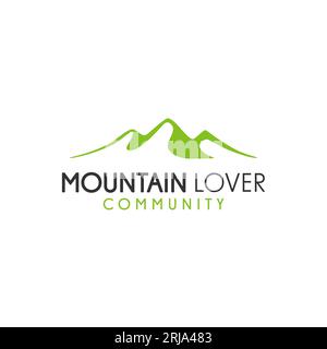 Minimalist Landscape Hills Mountain Peaks Vector logo design Stock Vector