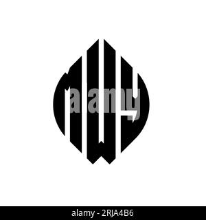MWY circle letter logo design with circle and ellipse shape. MWY ellipse letters with typographic style. The three initials form a circle logo. MWY Ci Stock Vector