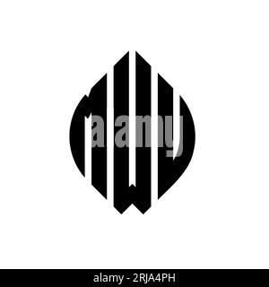MWU circle letter logo design with circle and ellipse shape. MWU ellipse letters with typographic style. The three initials form a circle logo. MWU Ci Stock Vector