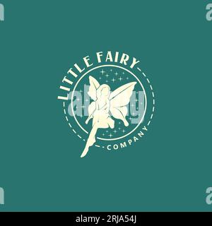 Cute Little Fairy Elf Logo For Girls Clothing Store Stock Vector