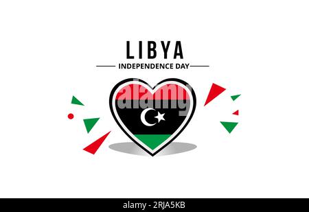 libya flag in the middle of a heart ornament with original color Stock Vector