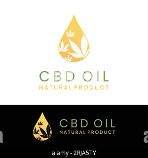 CBD THC Oil Droplet and Marijuana Cannabis Leaf logo design inspiration Stock Vector