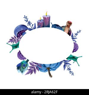 Template for inserting text. Vector illustration for esoteric and halloween. Design element for greeting cards, holiday banners, flyers, covers. scull Stock Vector