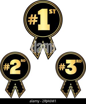 first, second and third place medals. editable concept and change color Stock Vector