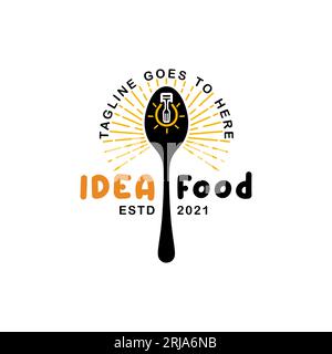 Spoon light bulb Ideas Restaurant Creative logo design inspiration Stock Vector