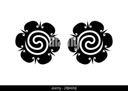 Borneo Flower Symbol, Tribal Traditional Borneo Ethnic Tattoos Stock Vector