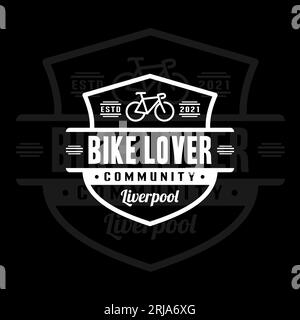 Bicycle Community Shield Logo, Cycling Lovers Vintage Retro Logo Design Stock Vector