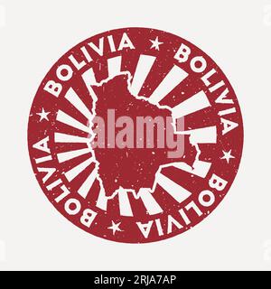 Bolivia stamp. Travel red rubber stamp with the map of country, vector illustration. Can be used as insignia, logotype, label, sticker or badge of the Stock Vector