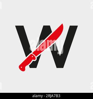 Letter W Knife Logo Design Vector Template Knife Symbol With Alphabet Stock Vector