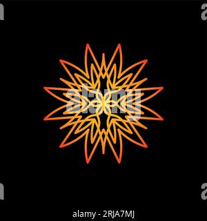 Fire Leaf Mandala With Fire Color Vector Design. Tribal Mandala Art Stock Vector