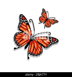 Monarch butterfly sticker, insect illustration vector Stock Vector ...
