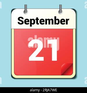 day on the calendar, vector image format, September 21. Stock Vector