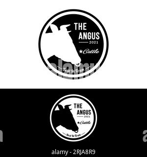 Cow Angus Beef Emblem Label Cattle logo design vector Stock Vector