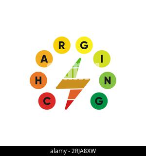 Rainbow Battery Charging typography logo illustration With Lightning For Level Battery Symbol Stock Vector