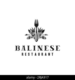 Lotus Fork Logo For Natural Themed Restaurant Stock Vector
