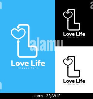 Letter L Love Logo  simple, suitable for the logo of a clinic, hospital or medical device company Stock Vector