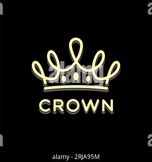 Crown King Queen Princess Minimalist Simple Luxury Elegant Logo Design Inspiration Stock Vector