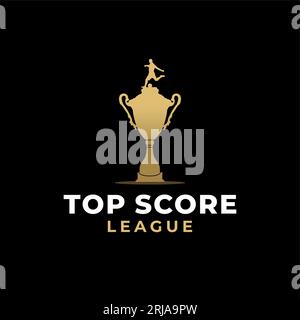 Football Top Score Trophy Cup Logo Design Inspiration Stock Vector