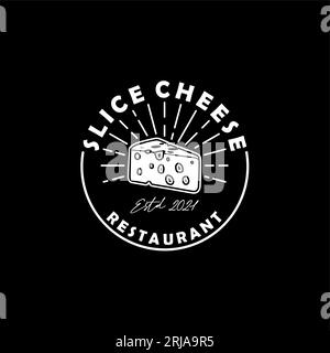 Cheese Slices For Vintage Retro Restaurant Bar Bistro Cafe Logo Design Stock Vector