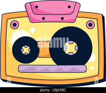 golden cassette design over white Stock Vector