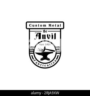 iron anvil casting blacksmith Vintage retro stamp design inspiration Stock Vector